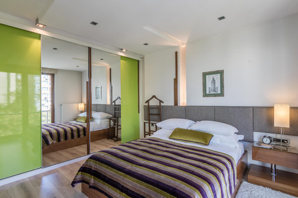 Master bedroom with double bed and built-in wardrobes