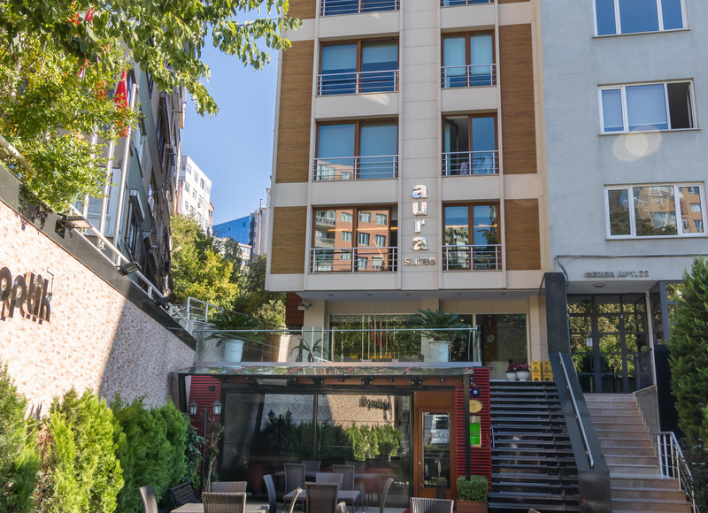 The Aura Suites building seen from Pazar Sokak